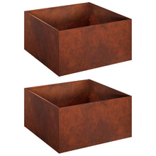 Plantenbak 2 st Roestkleurig 60 x 60 x 30 cm weervast staal