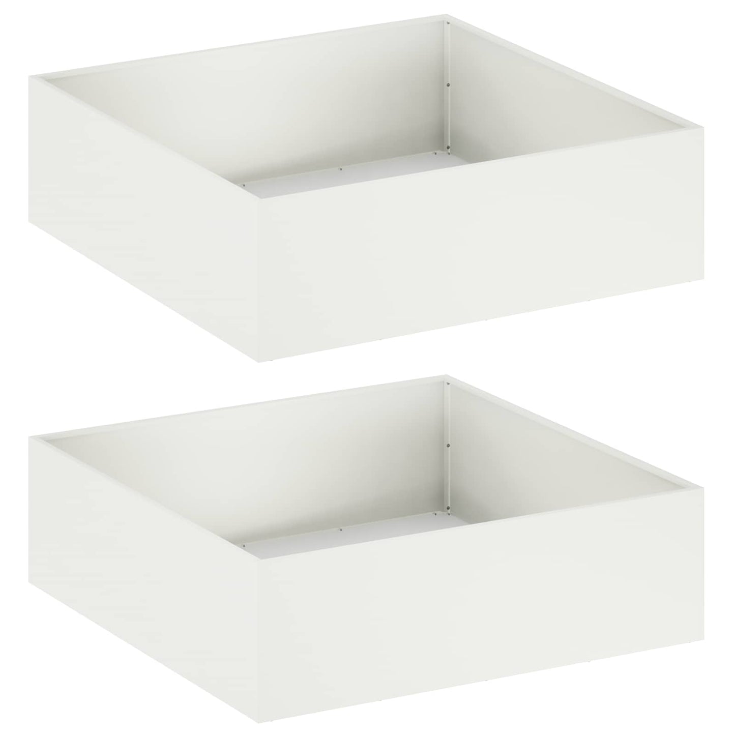 Plantenbak 2 st Wit 80 x 80 x 30 cm Koudgewalst staal