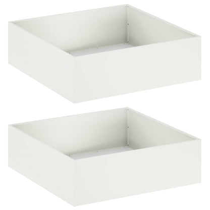 Plantenbak 2 st Wit 80 x 80 x 30 cm Koudgewalst staal