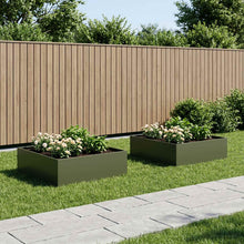 Plantenbak 2 st Olijfgroen 80 x 80 x 30 cm Koudgewalst staal