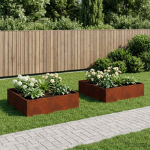 Plantenbak 2 st Roestkleurig 80 x 80 x 30 cm weervast staal