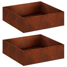 Plantenbak 2 st Roestkleurig 80 x 80 x 30 cm weervast staal