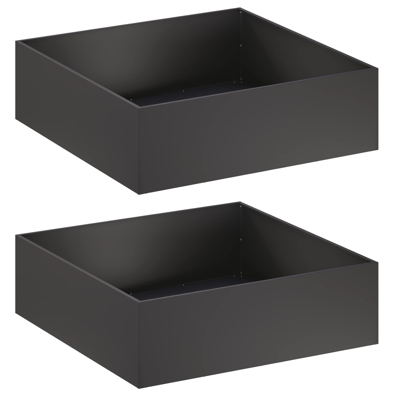 Plantenbak 2 st Zwart 100 x 100 x 30 cm Koudgewalst staal
