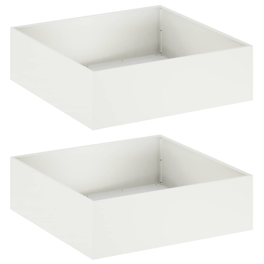 Plantenbak 2 st Wit 100 x 100 x 30 cm Koudgewalst staal