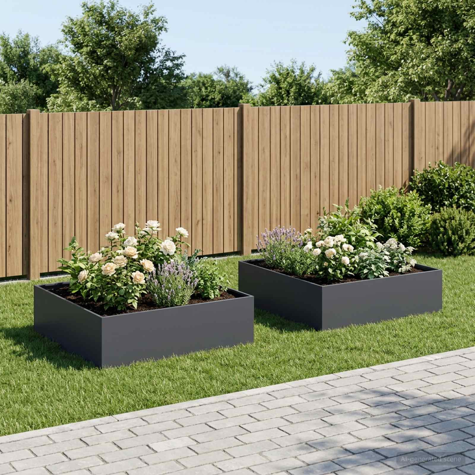 Plantenbak 2 st Antraciet 100 x 100 x 30 cm Koudgewalst staal