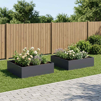 Plantenbak 2 st Antraciet 100 x 100 x 30 cm Koudgewalst staal