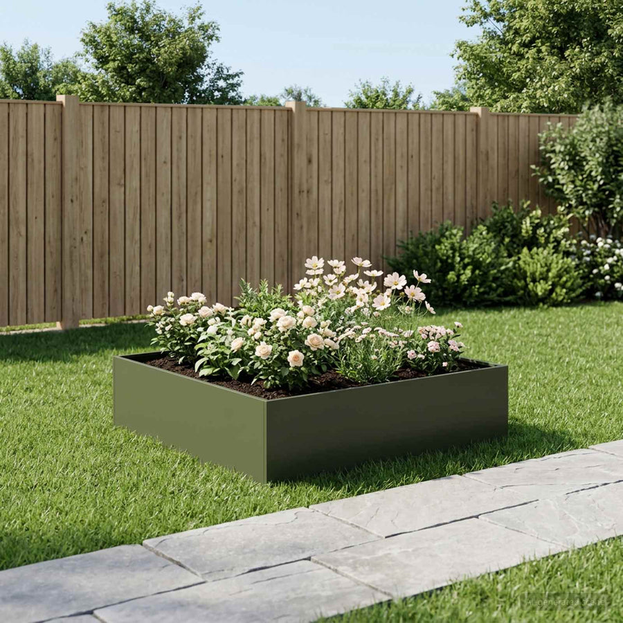 Plantenbak Olijfgroen 100 x 100 x 30 cm Koudgewalst staal