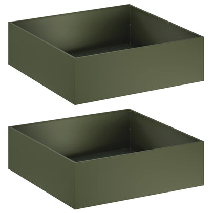 Plantenbak 2 st Olijfgroen 100 x 100 x 30 cm Koudgewalst staal