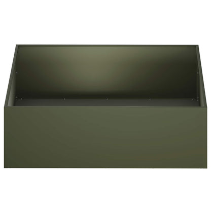 Plantenbak 2 st Olijfgroen 100 x 100 x 30 cm Koudgewalst staal