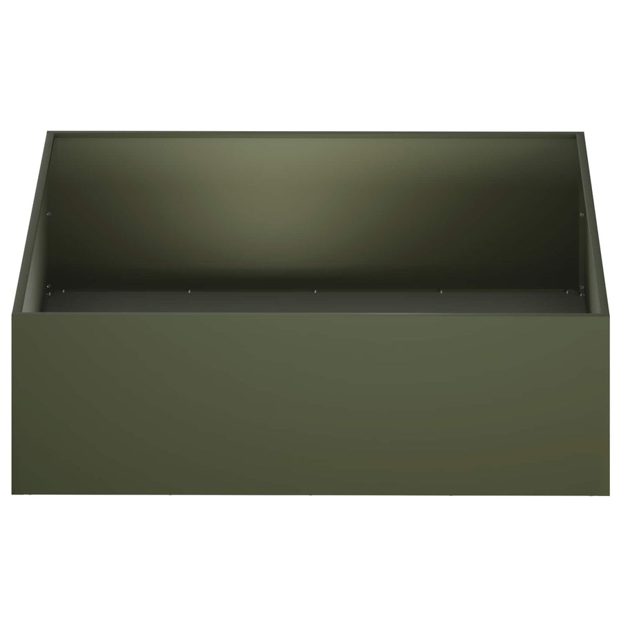 Plantenbak 2 st Olijfgroen 100 x 100 x 30 cm Koudgewalst staal