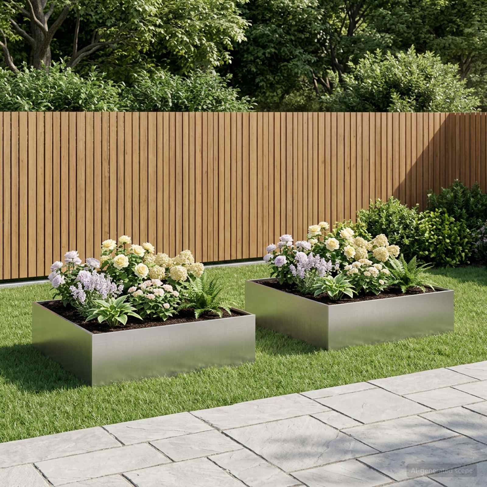 Plantenbak 2 st zilver 100 x 100 x 30 cm Roestvrij staal
