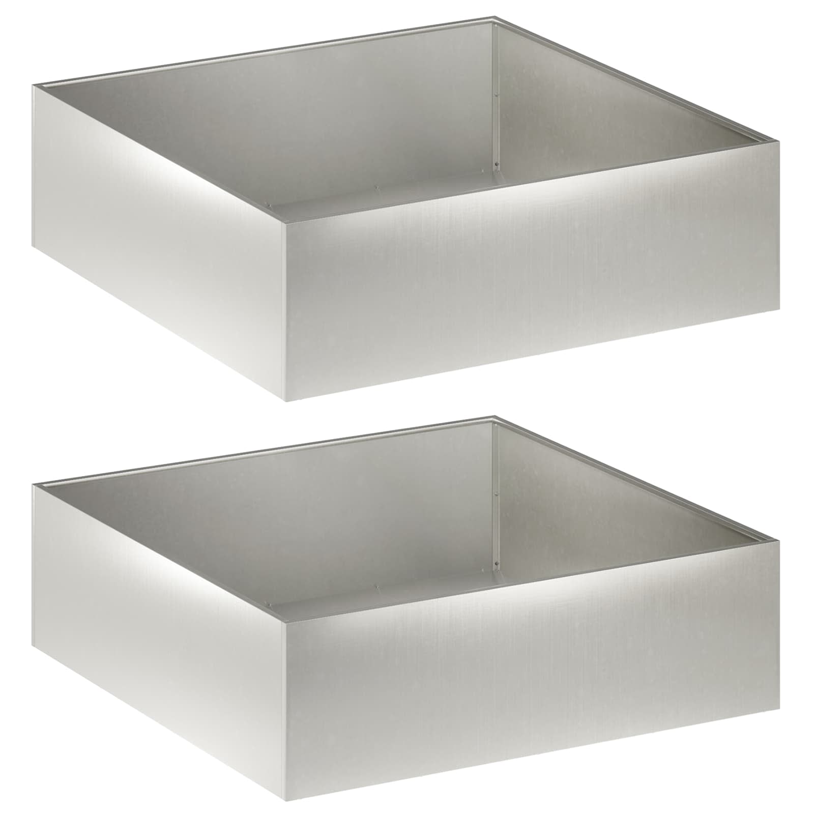 Plantenbak 2 st zilver 100 x 100 x 30 cm Roestvrij staal