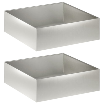 Plantenbak 2 st zilver 100 x 100 x 30 cm Roestvrij staal