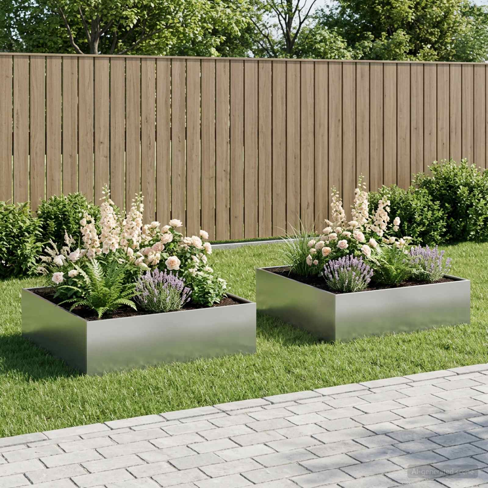 Plantenbak 2 st zilver 100 x 100 x 30 cm Gegalvaniseerd staal