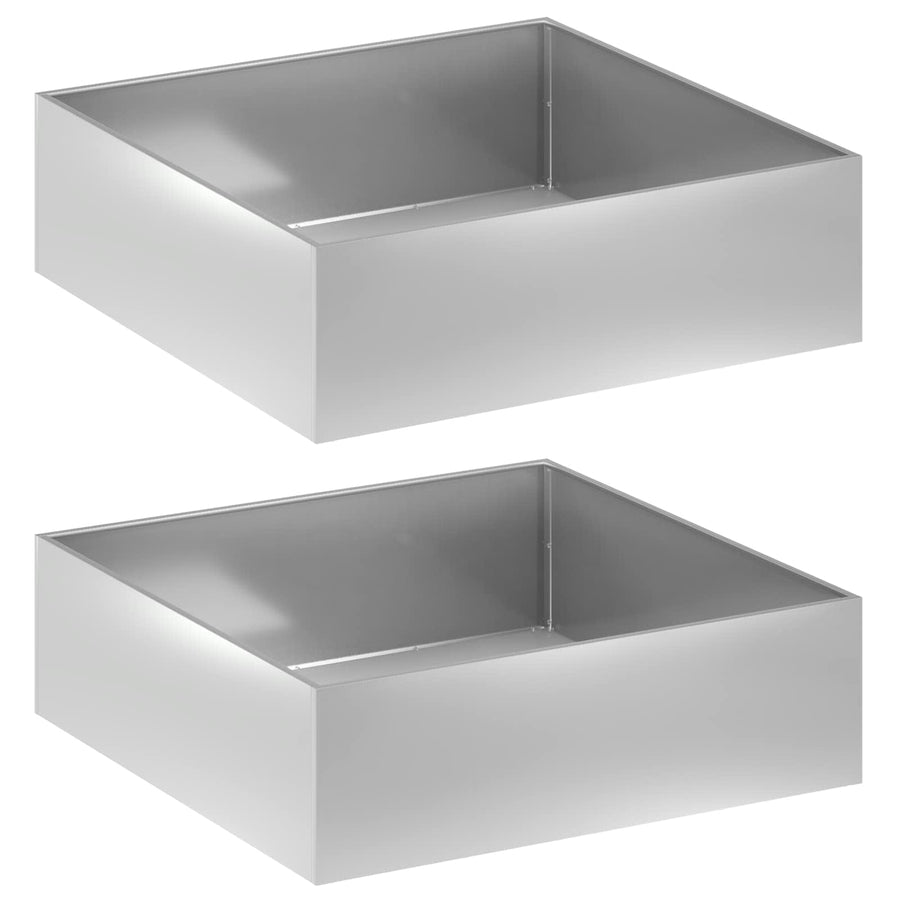 Plantenbak 2 st zilver 100 x 100 x 30 cm Gegalvaniseerd staal