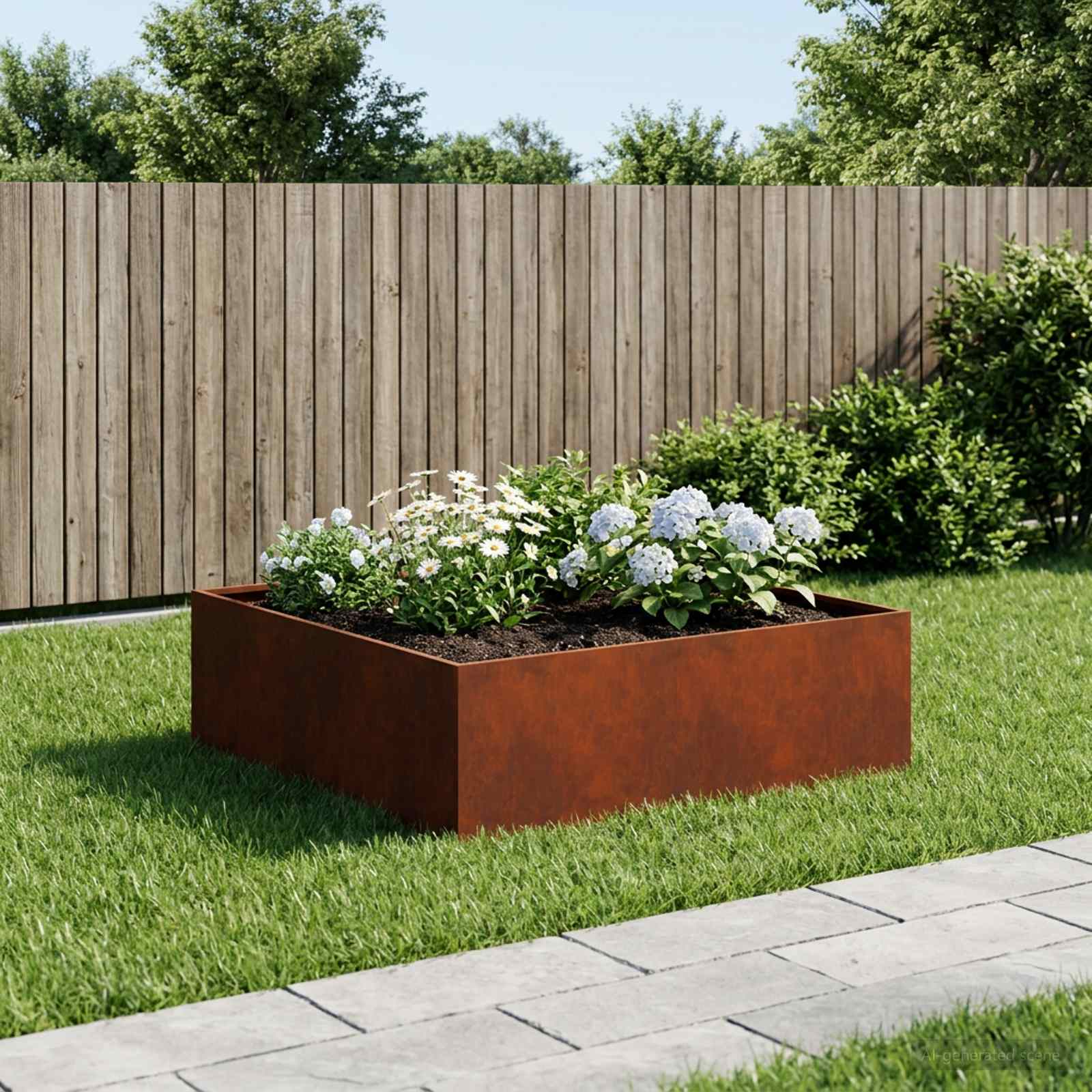 Plantenbak Roestkleurig 100 x 100 x 30 cm weervast staal