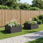 Plantenbak 60x60x40 cm staal zwart (2 stuks)