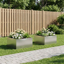 Plantenbak 2 st zilver 60 x 60 x 40 cm Roestvrij staal