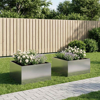 Plantenbak 2 st zilver 60 x 60 x 40 cm Gegalvaniseerd staal