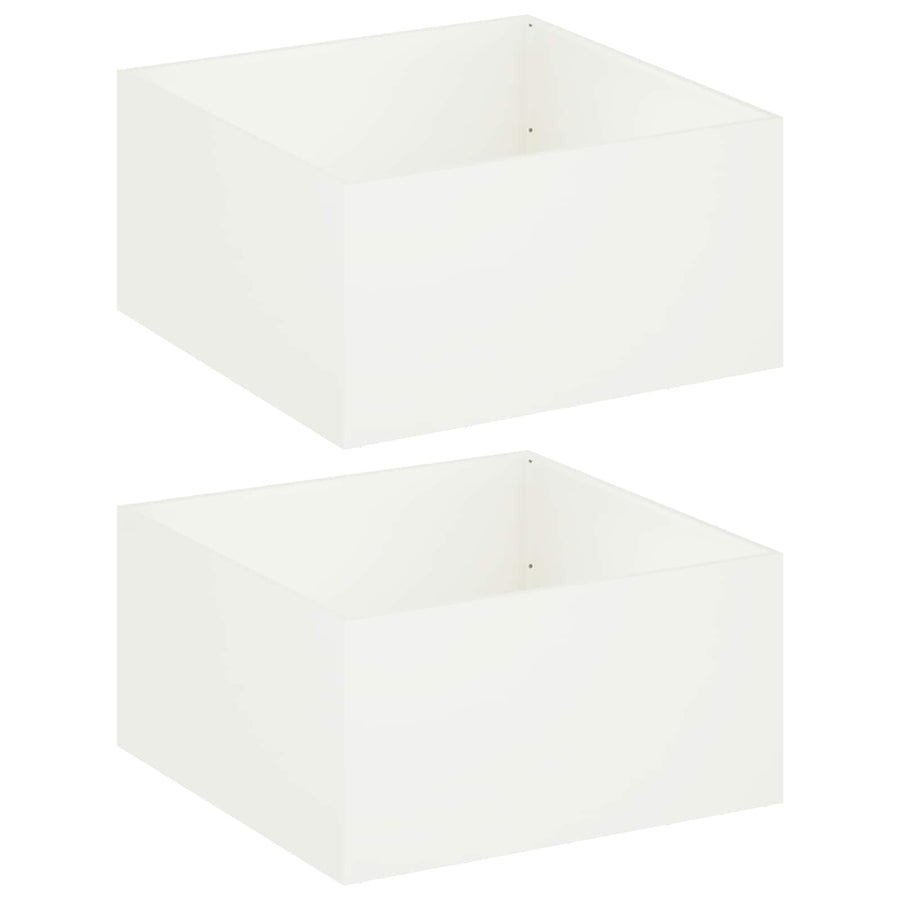 Plantenbak 2 st Wit 80 x 80 x 40 cm Koudgewalst staal