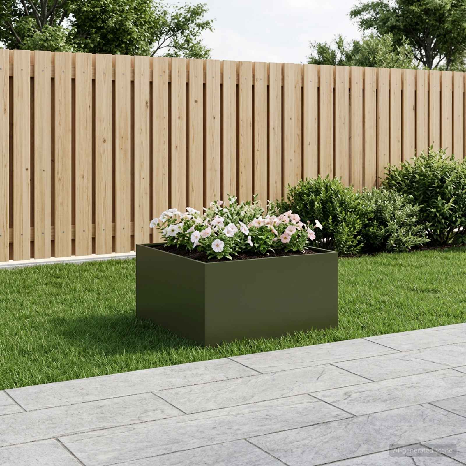 Plantenbak Olijfgroen 80 x 80 x 40 cm Koudgewalst staal