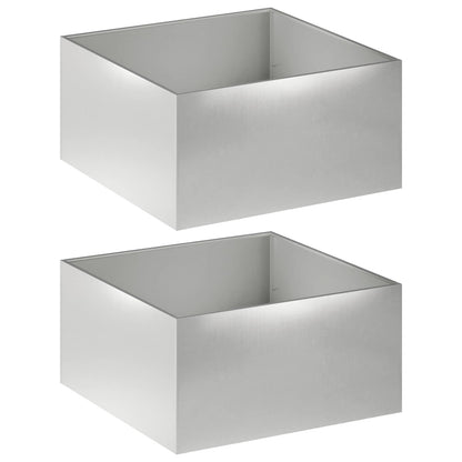 Plantenbak 2 st zilver 80 x 80 x 40 cm Roestvrij staal