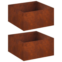 Plantenbak 2 st Roestkleurig 80 x 80 x 40 cm weervast staal