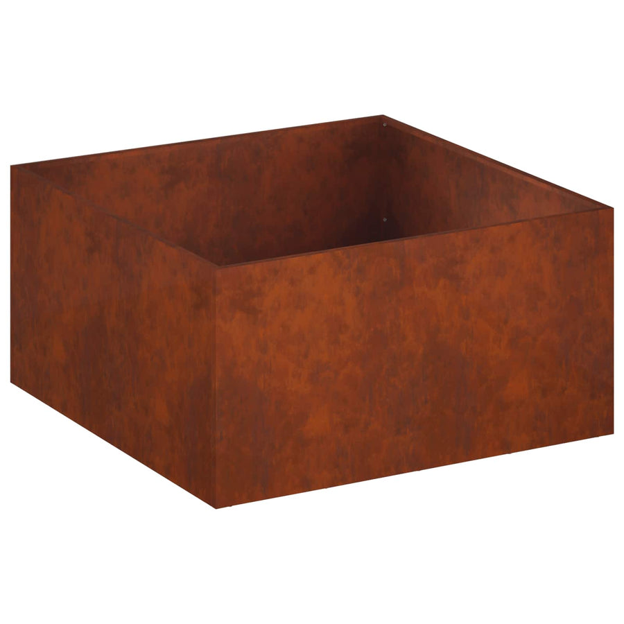 Plantenbak 2 st Roestkleurig 80 x 80 x 40 cm weervast staal