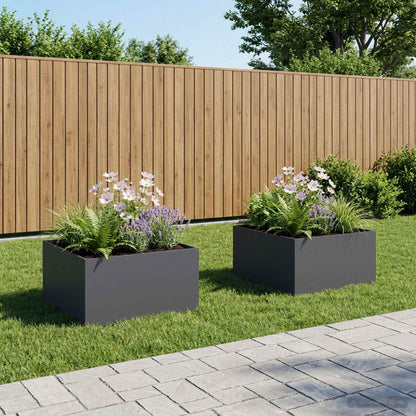 Plantenbak 2 st Antraciet 100 x 100 x 40 cm Koudgewalst staal