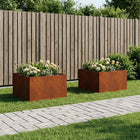 Plantenbak 2 st Roestkleurig 100 x 100 x 40 cm weervast staal