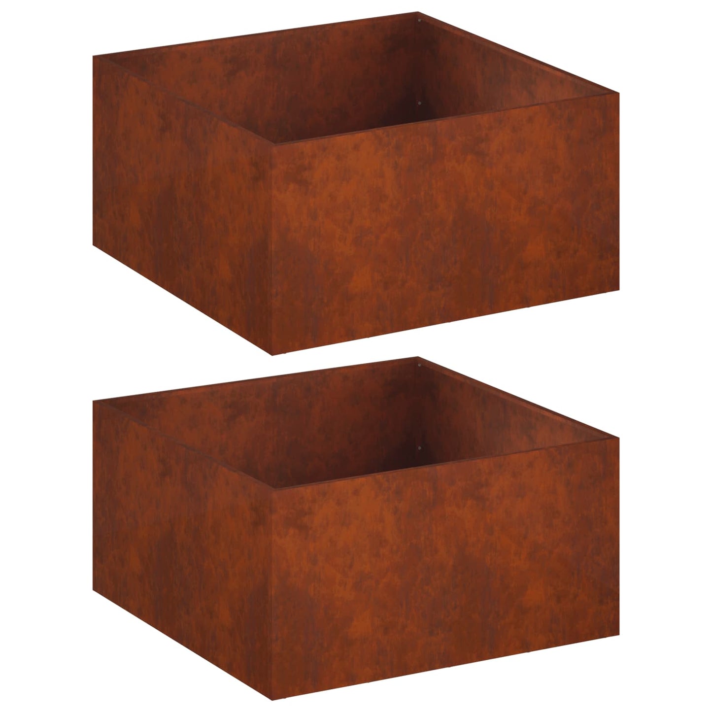 Plantenbak 2 st Roestkleurig 100 x 100 x 40 cm weervast staal