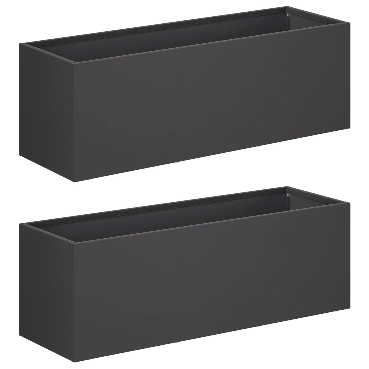 Plantenbak 2 st Zwart 40 x 20 x 20 cm Koudgewalst staal