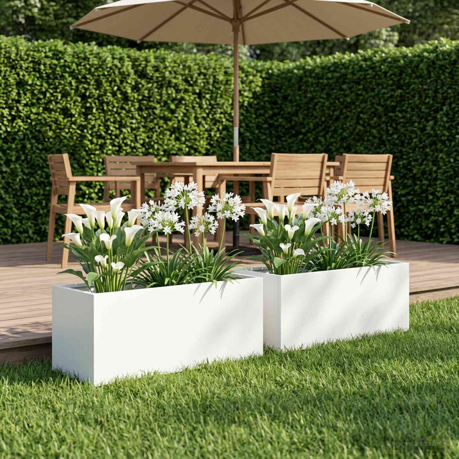 Plantenbak 2 st Wit 40 x 20 x 20 cm Koudgewalst staal