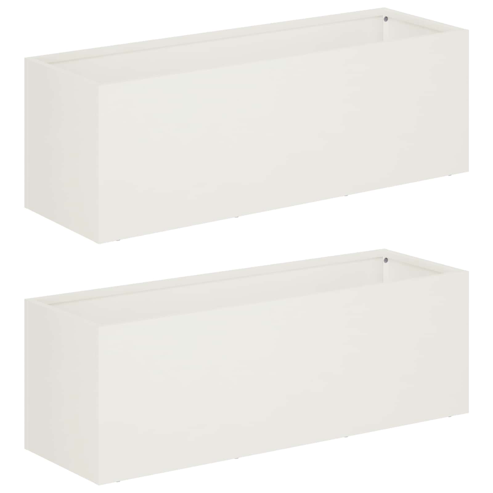 Plantenbak 2 st Wit 40 x 20 x 20 cm Koudgewalst staal