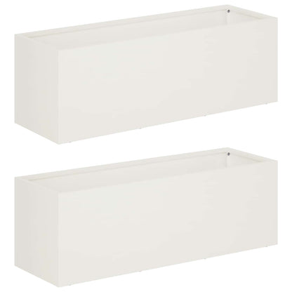 Plantenbak 2 st Wit 40 x 20 x 20 cm Koudgewalst staal