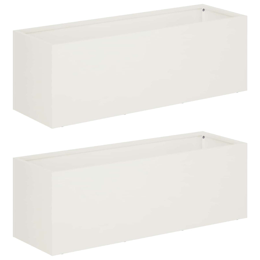 Plantenbak 2 st Wit 40 x 20 x 20 cm Koudgewalst staal