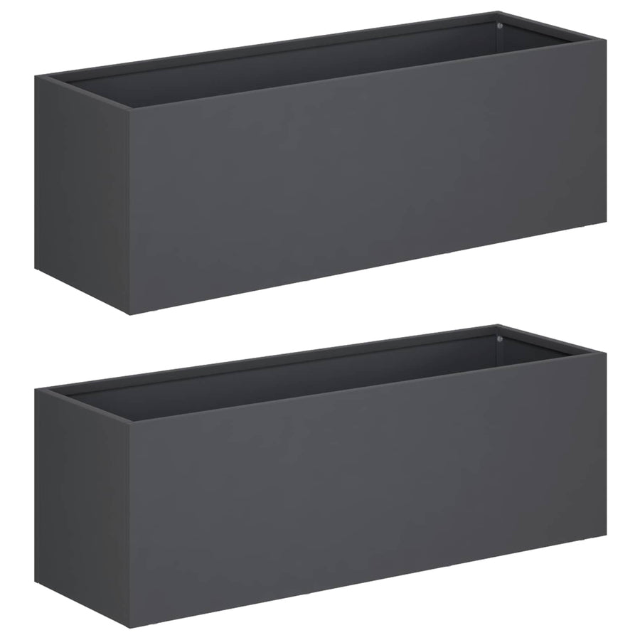 Plantenbak 2 st Antraciet 40 x 20 x 20 cm Koudgewalst staal