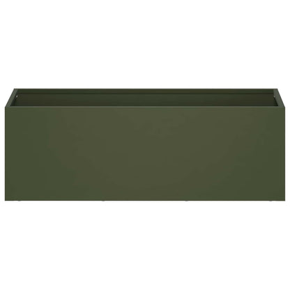 Plantenbak 2 st Olijfgroen 40 x 20 x 20 cm Koudgewalst staal