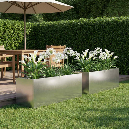 Plantenbak 2 st zilver 40 x 20 x 20 cm Roestvrij staal