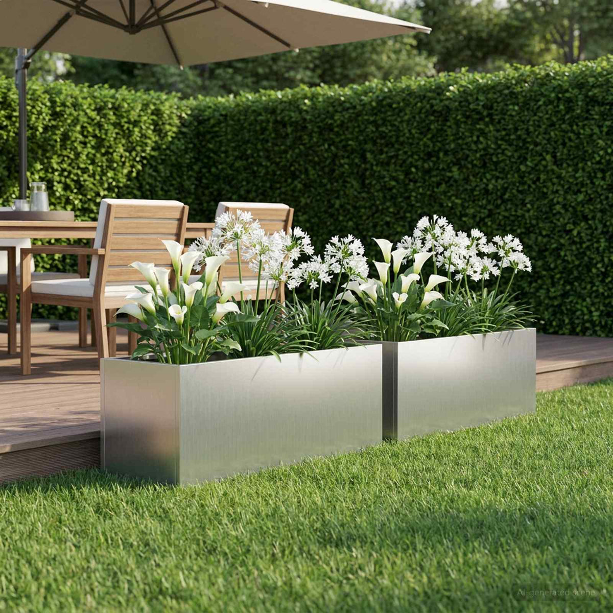 Plantenbak 2 st zilver 40 x 20 x 20 cm Gegalvaniseerd staal