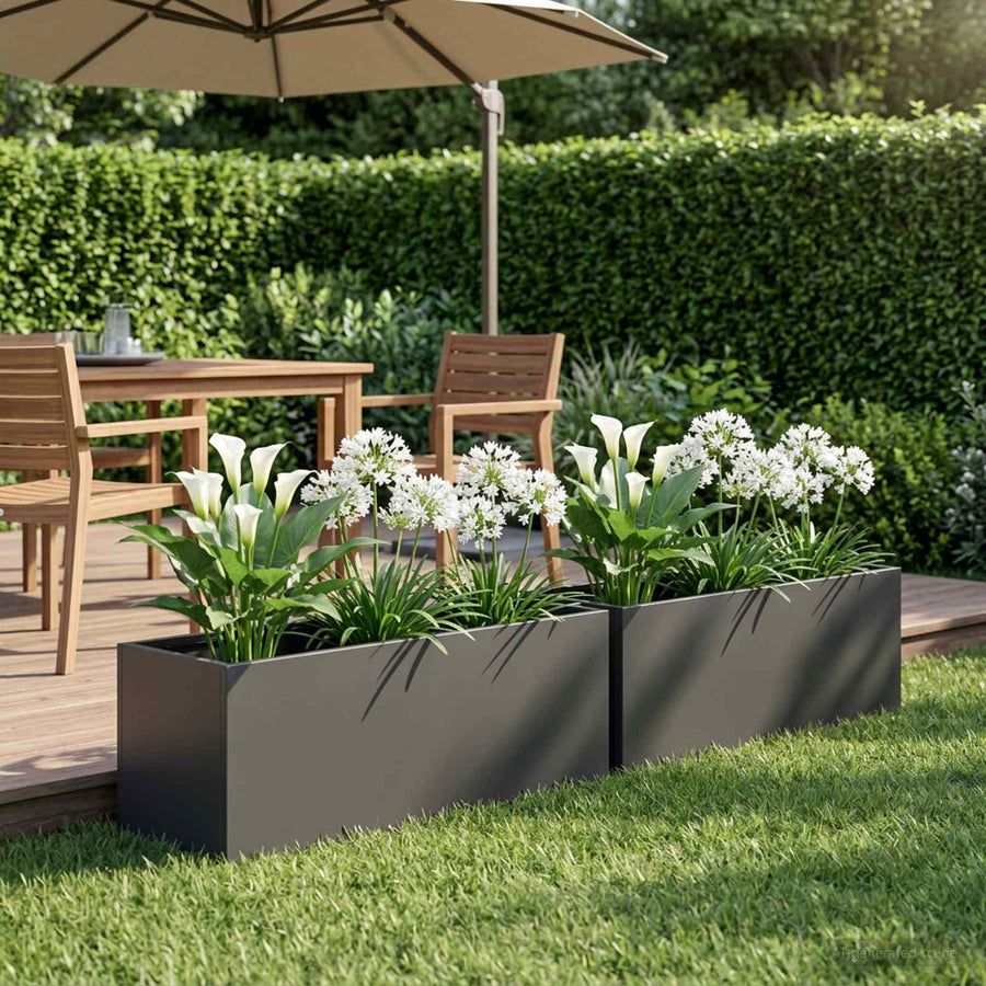Plantenbak 2 st Zwart 60 x 20 x 20 cm Koudgewalst staal