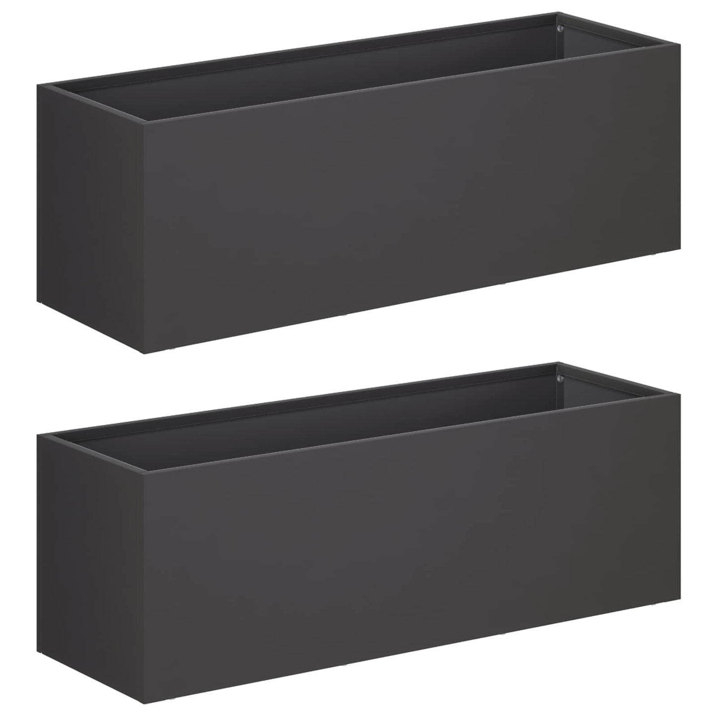 Plantenbak 2 st Zwart 60 x 20 x 20 cm Koudgewalst staal