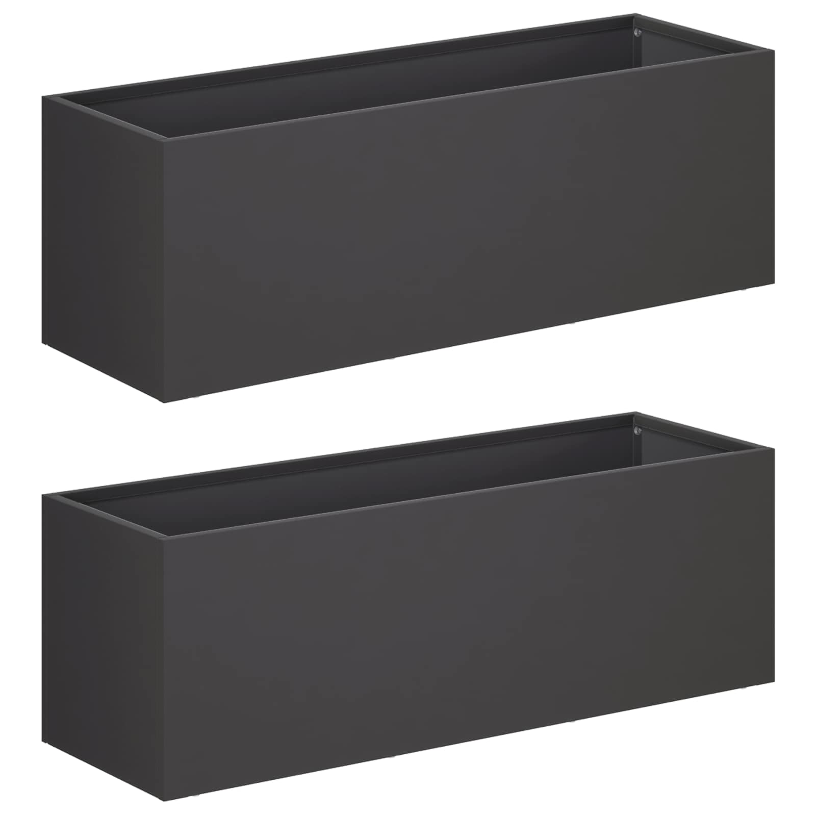 Plantenbak 2 st Zwart 60 x 20 x 20 cm Koudgewalst staal