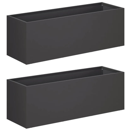 Plantenbak 2 st Zwart 60 x 20 x 20 cm Koudgewalst staal