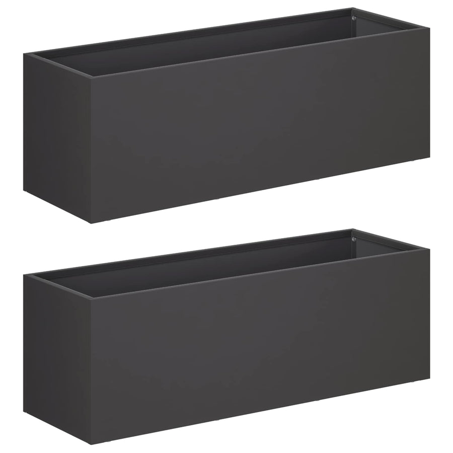 Plantenbak 2 st Zwart 60 x 20 x 20 cm Koudgewalst staal
