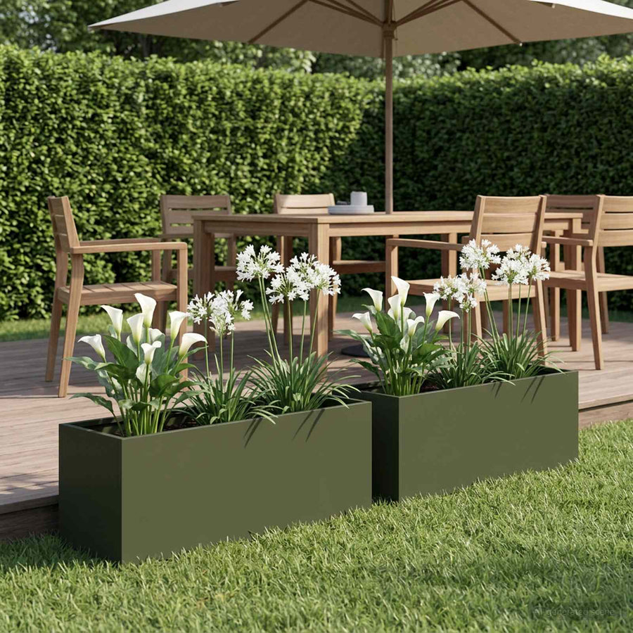 Plantenbak 2 st Olijfgroen 60 x 20 x 20 cm Koudgewalst staal