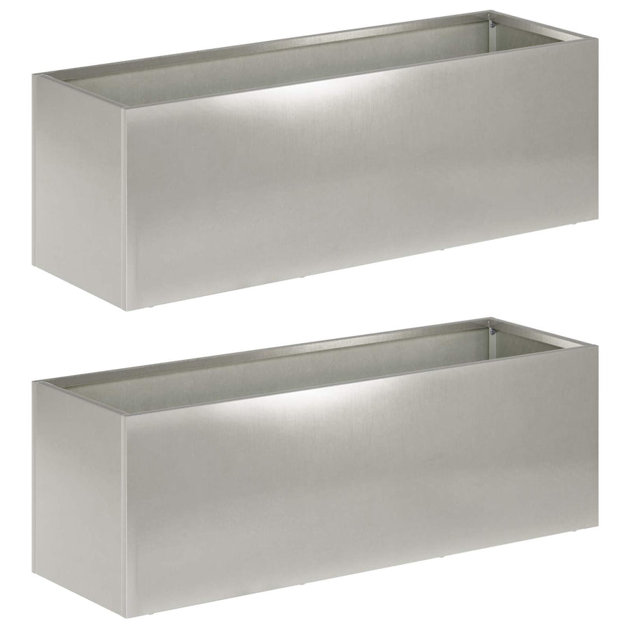 Plantenbak 2 st zilver 60 x 20 x 20 cm Roestvrij staal
