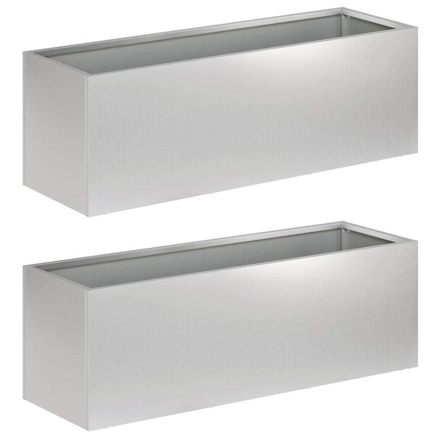 Plantenbak 2 st zilver 60 x 20 x 20 cm Gegalvaniseerd staal