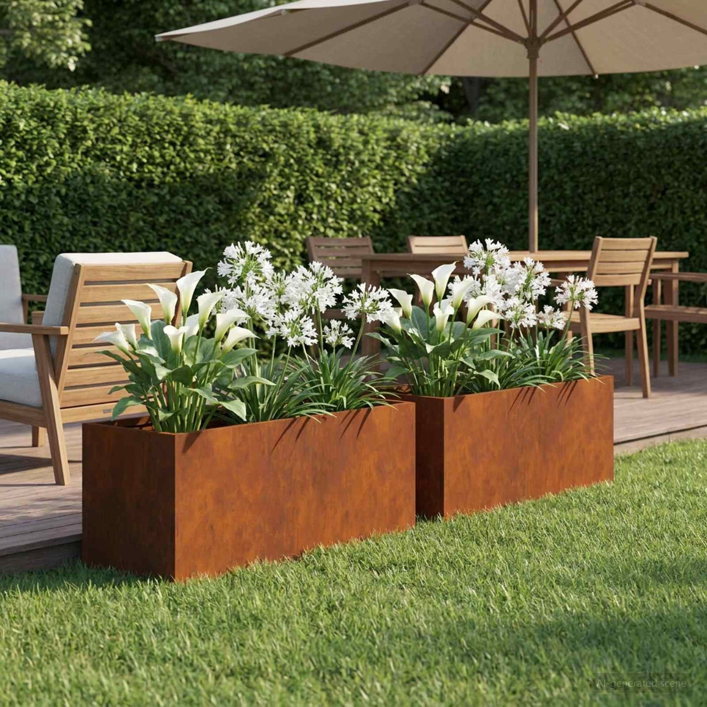Plantenbak 2 st Roestkleurig 60 x 20 x 20 cm weervast staal