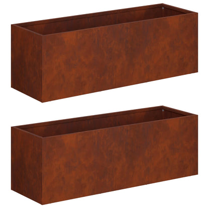 Plantenbak 2 st Roestkleurig 60 x 20 x 20 cm weervast staal